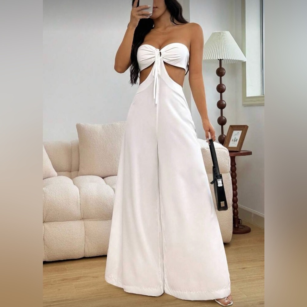 NWOT SHEIN White Strapless Jumpsuit - Picture 5 of 7